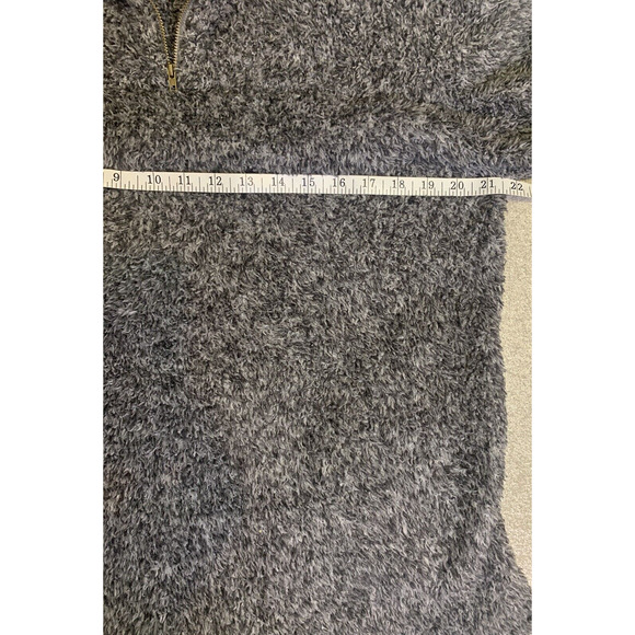 Roolee Fuzzy Fleece Sweatshirt Womens L Large Grey 1/4 Zip Pullover Sweater - Picture 8 of 10